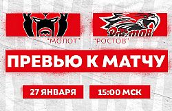 Превью к матчу с ХК "Молот" (27 января в 15:00 мск)